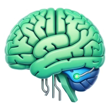 glowing brain with circuits representing AI sticker