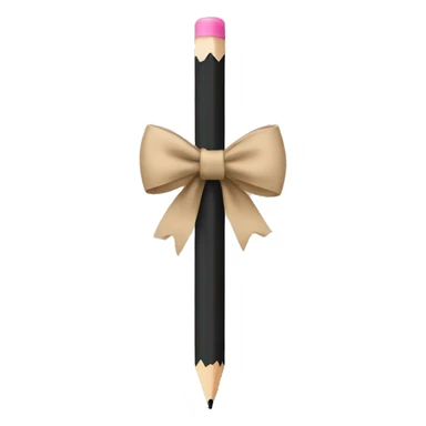 a black pencil with a beige bow wrapped around it  sticker