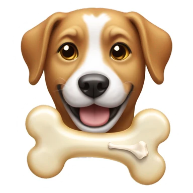 Dog happy with bone  sticker