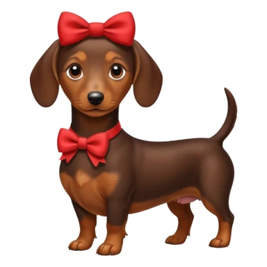 Dachshund wearing bow sticker