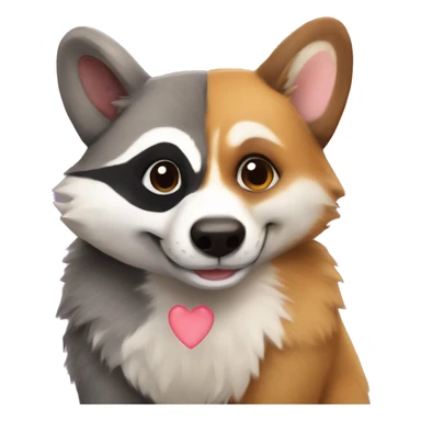 raccoon and corgi in love sticker