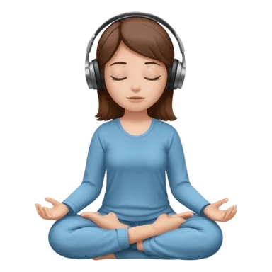 White girl, brown hair meditating with headphones on sticker
