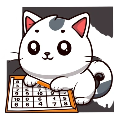 cat playing sudoku sticker