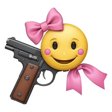 Smiley face with gun and pink bow sticker