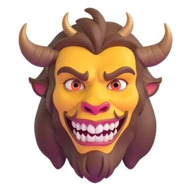 Beast from Beauty and the Beast halfway transformed back to human prince, part beast part human, with human mouth sticker