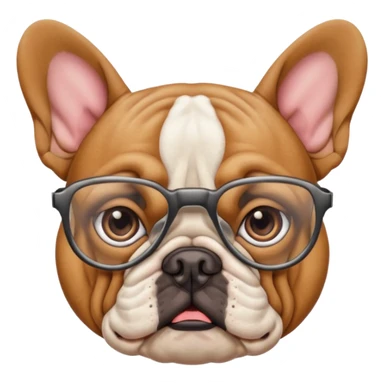 Frenchie bulldog with glasses  sticker