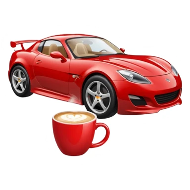 A sports car drinking a latte sticker
