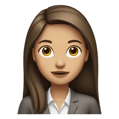 business woman long straight brown hair sticker