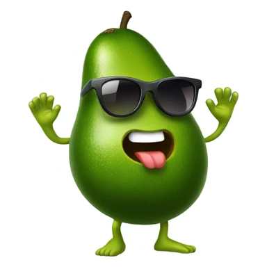 Happy avocado with hands and legs. It is wearing sun glasses sticker