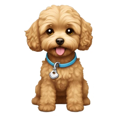 soft brown Maltipoo whit yellow dog leash sticker