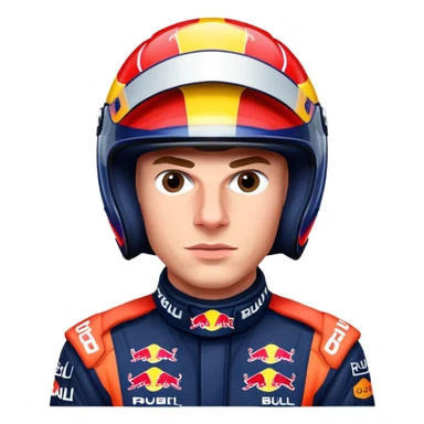 Max Verstappen with racing helmet and Red Bull colors, no text sticker