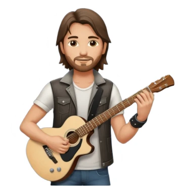 Jony Silverhand from Cyberpunk 2077, city skyline at night, holding a guitar sticker