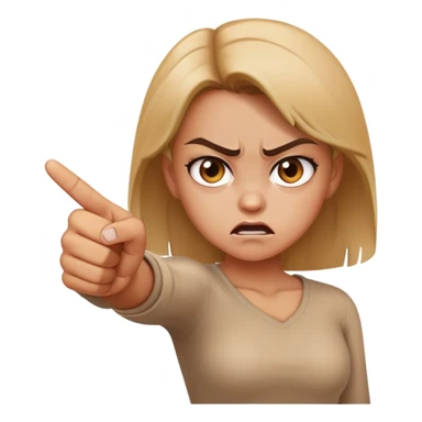 Angry girl pointing finger with body sticker