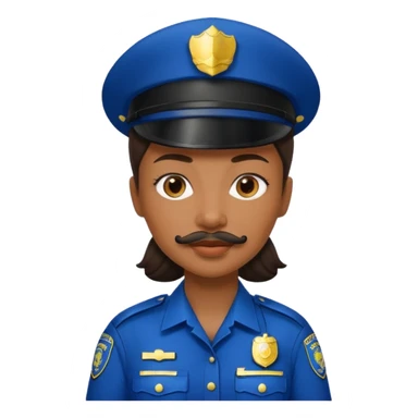 black woman with mustache wear police's uniform sticker