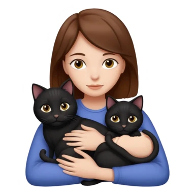 Brown hair girl cuddling 2 black cat sticker
