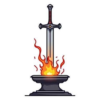 medieval sword being forged, glowing metal on anvil sticker