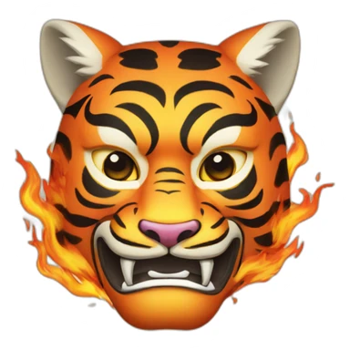 fire tiger Japanese mask sticker