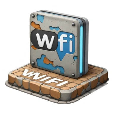 A Block saying "wifi" lying on a street in a quiet village sticker