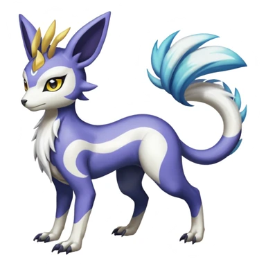 Colorful Skilled Adept Graceful Asian Painted Garurumon-Meloetta-Renamon-Absol-fusion-hybrid-creature (full body) sticker