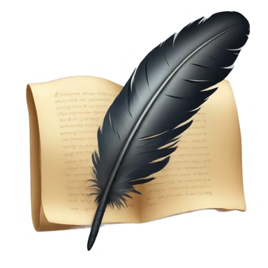 a feather quill and an open SCROLL sticker
