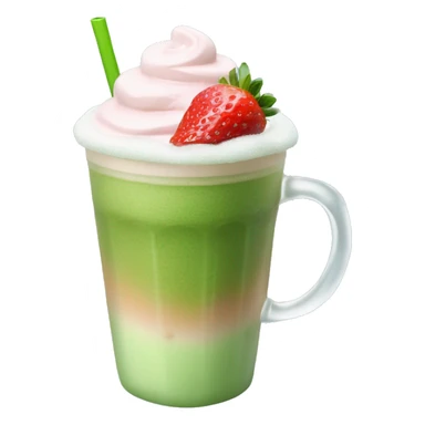realistic iced matcha latte with strawberry cold foam  sticker