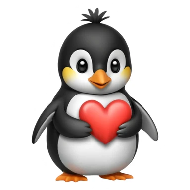 Penguin holding its heart sticker