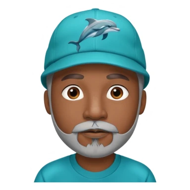 Black man with gray goatee wearing a Dolphins cap sticker