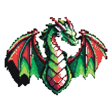 Dragon-shaped member emblem with scales transitioning from green to red gradient sticker