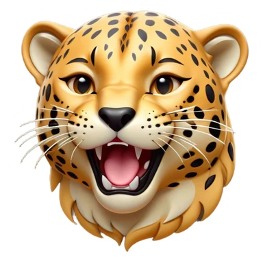 Cinematic Cute Yawning Jaguar Portrait Emoji, Head tilted slightly with a dramatic, wide-open yawn, showcasing a lithe, graceful build with distinctive rosette patterns and sleepy, half-closed eyes, Simplified yet irresistibly adorable features, highly detailed, glowing with a soft, cozy wild glow, high shine, relaxed yet expressive, stylized with a dash of whimsical feline charm, soft glowing outline, capturing the essence of a drowsy yet affectionate guardian that appears ready to stretch out for a nap! sticker