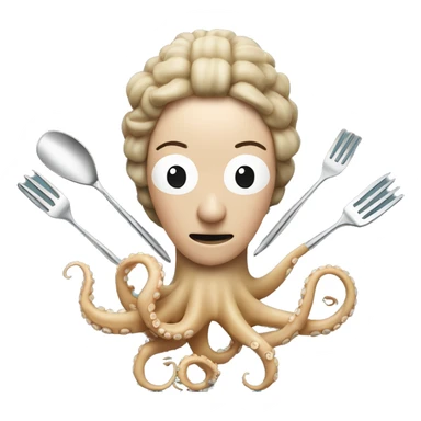 Martha Stewart head on octopus body holding kitchen utensils  sticker