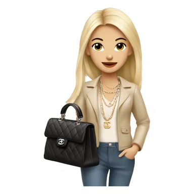 Blonde Chanel Asian Girl with Birkin bag and Chanel necklace sticker