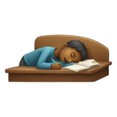 Boy sleeping while studying sticker