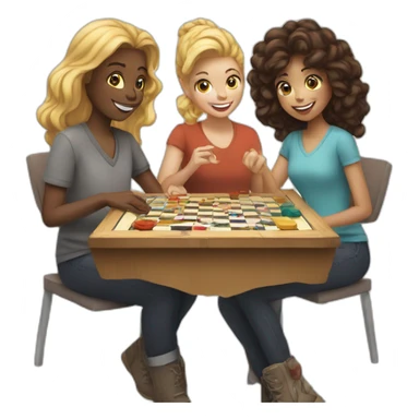 Four white friends playing board game sticker
