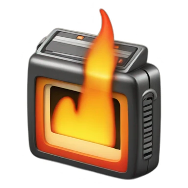 retro beeper on fire sticker
