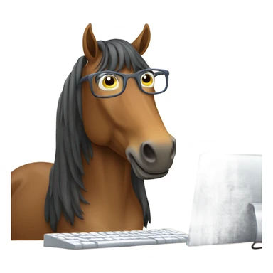 Horse wearing glasses using a computer ￼ sticker