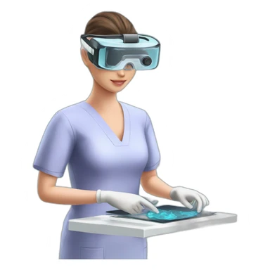 Surgeon-performing-Breast-surgery-with-virtual-reality-display sticker