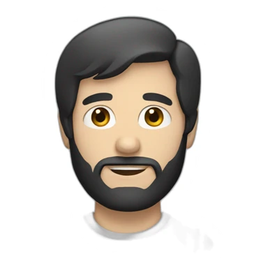 white man with short black hair and a beard sticker