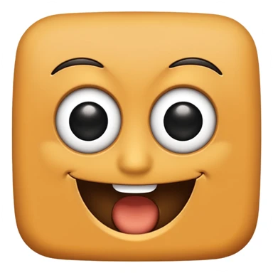 make a brown wall with 2 black eyes and a smile sticker