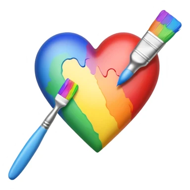 heart with rainbow paintbrush sticker