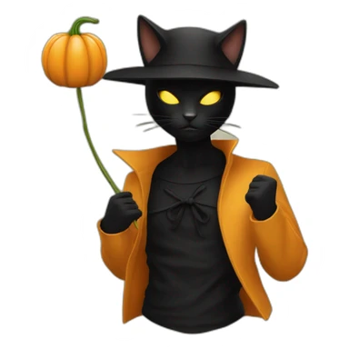 Chat noir avec un masque de citrouille sticker
