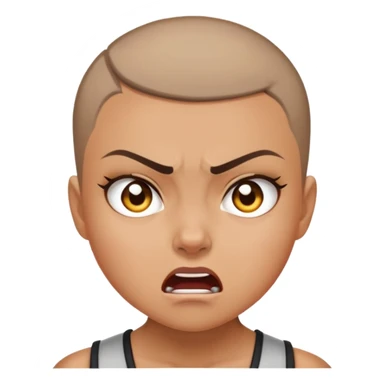 Girl showing anger, tan skin tone, buzzcut sticker