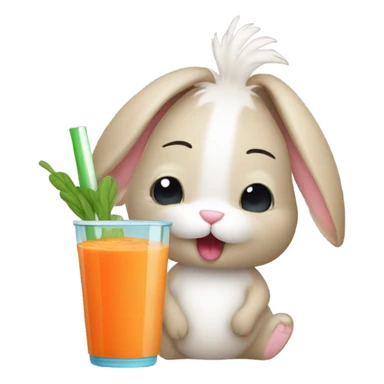 Bunny drinking a carrot smoothie sticker