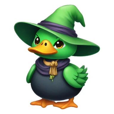 a witch green cute duck sticker