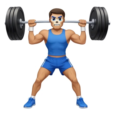 brunette buff man with blue shorts skull-crushers exercise sticker