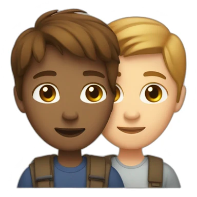 Hug of a light brown woman with brown hair and a white man with short brown hair sticker