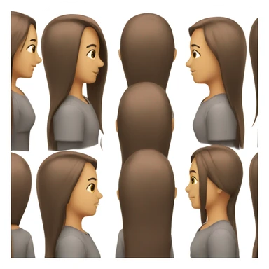 Back of hair, long straight brown  sticker