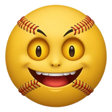 I want a emoji of a emoji with a evil smile throwing a baseball very hard sticker