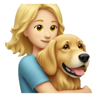  blonde girl hugging m golden retriever red colored sticker