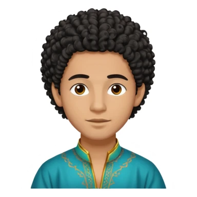 Young man with black curly hair cascade Haircut and light dark skin, moroccan / amazingh race sticker