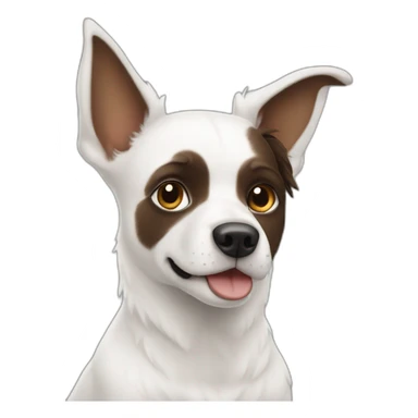 pointy ears White dog and brunette Girl sticker